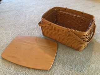 Longaberger Craft Keeper Basket Dated 2002 With Lid And Protector - Look