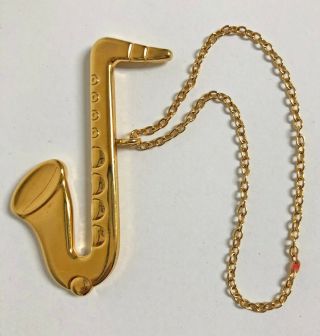 Vintage Danish Georg Jensen 24 K Gold Plated Saxophone Hanging Ornament