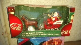 Ertl Coca - Cola Santa 1/32 Scale Horse Drawn Sleigh Bank Nrfb