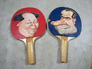 Vintage 1971 Richard Nixon Mao Zedong Ping Pong Paddles