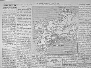Port Arthur Map - Wei - Hai - Wei - Kinshui Maru - Manchuria Indepth 1904 Newspaper