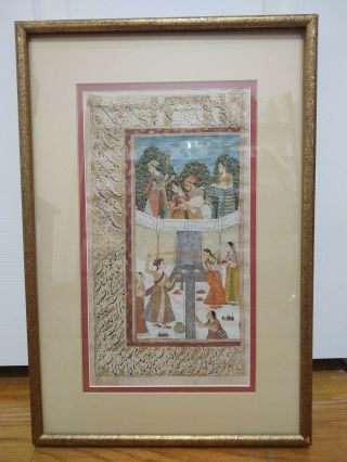 Gold Illuminated Mughal/persian Manuscript With Miniature Painting