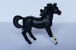 Vintage Art Line Japan Horse Figurine Porcelain Ceramic Matte Black White Socks