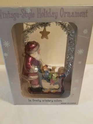 Costco Vintage Style Holiday Ornament - Santa And Sleigh
