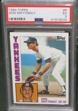 1984 Topps Don Mattingly Rookie Baseball Card 8 Psa 5 Ex Rc York Yankees