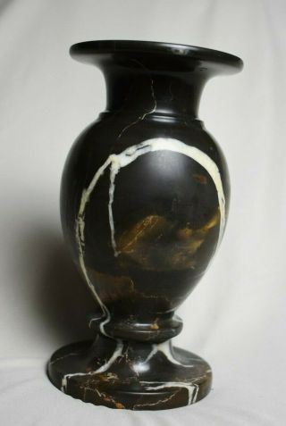8 " Tall Pakistan Carved Polished Banded Onyx Black White Brown Marble Stone Vase