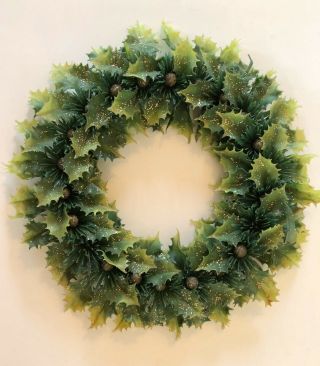 Vintage Plastic Christmas Holly Wreath Candle Rings Floral Arrangement