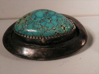 VINTAGE NAVAJO SPIDERWEB 8 TURQUOISE & STERLING SILVER CUFF LINKS,  SIGNED 3
