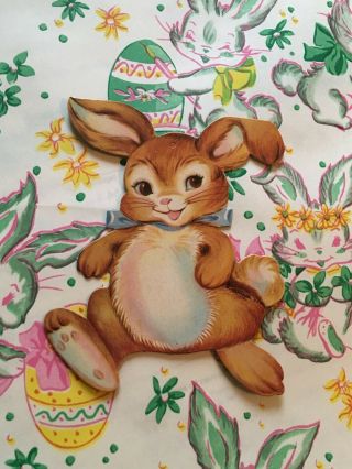 Vtg Easter Dennison Cardboard Decoration Die Cut Bunny Rabbit Nos 3.  5 " Cute