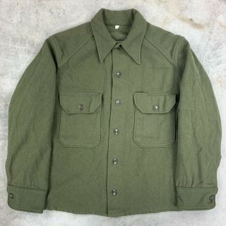 Vintage 50s Us Korean War Era Og 108 Olive Green Wool Field Shirt Large