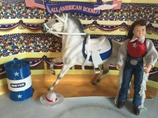 Breyer 720533 All American Rodeo Classic Horse W/ White Tack,  Barrel,  And Doll