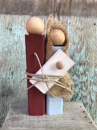 Wooden Handcrafted Nativity Figures,  Primitive Christmas Decor