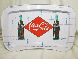 Coca - Cola Red & White Metal Lap Tray W/ Folding Legs 22 Inch Multi - Function