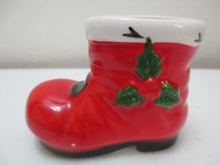 Christmas Decor - Vintage Lefton Santa Boot Figurine Holly Berries Buckle 03870