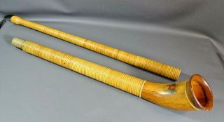 47 " Vintage Swiss Alpine Horn Alphorn Wooden Musical Woodwind Instrument