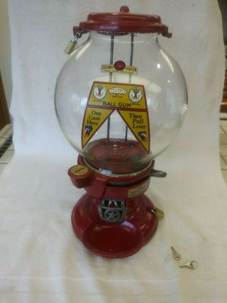 Vintage 1915 Columbus Model A Penny Gumball Bulk Vending Machine With Dish