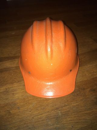 Vintage Orange Fiberglass Bullard Hard Hat Ironworker