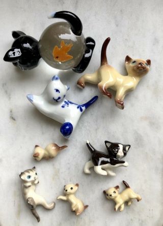 Hagen Renaker Mini Cat Kitten Figurines Set