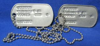 Korean To Vietnam War Navy Naval Officer Dog Tags Set With Bead Chain