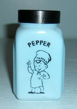 Vintage Tappan Blue Painted Milk Glass Pepper Shaker W/ Chef
