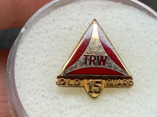 Trw Old Guard 1/10 10k Gold 15 Years Of Service Award Pin.  Old.