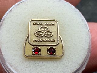 State Farm Insurance 1/10 10k Gold Double Ruby Stunning Service Award Pin.