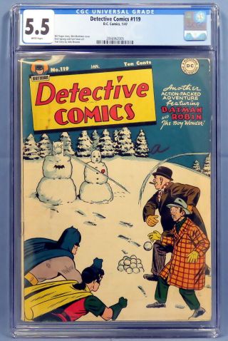 Dc Detective Comics 119 Batman Cgc 5.  5 White Pages Bill Finger Sprang Swan 1947