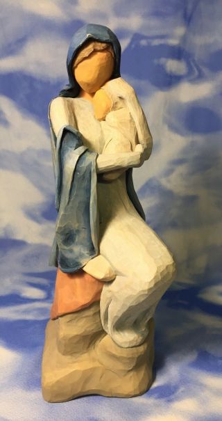 Htf Large Willow Tree - The Christmas Story Mary & Baby Jesus Figurine 2005 Rguc