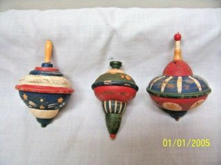 3 Old Collectible Painted Wooden Children 