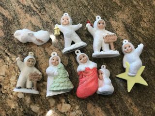 8 Snow Angels & Babies Holiday Christmas Tree Hanging Ornaments & Figurines.