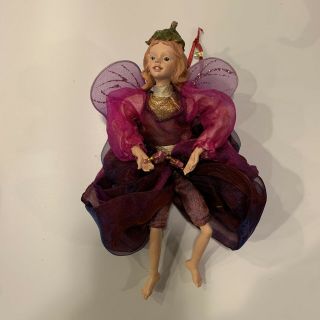 Purple Fairy Pixie 9” Bendable Poseable Christmas Decor Ornament