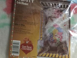 Vintage Care Bears Cousins Crib Blanket 1985 NIP 40 by 45 inches Bright and Soft 2