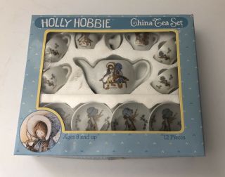Vintage 1970 Holly Hobbie Chilton Porcelain Toy Sized China Tea Set