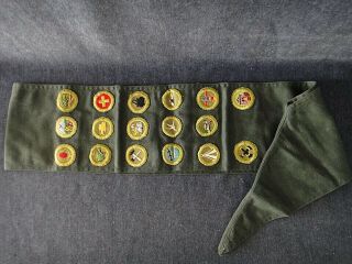 Vintage Bsa Boy Scout Explorer Sash With 17 Merit Badges 3