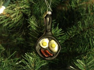 Cooking Frying Pan Christmas Ornament,  Eggs & Sausage