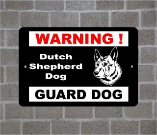 Dutch Shepherd Dog Warning Guard Dog Breed Metal Aluminum Sign