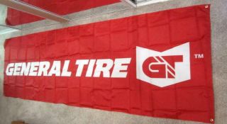 General Tire Vintage Nos Nylon Banner Sign Large Advertising Car Service Garage