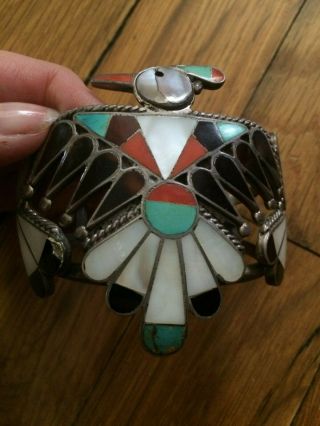Vintage Zuni Bobby Corraine Shack Zuni Inlaid Bracelet Cuff Thunderbird