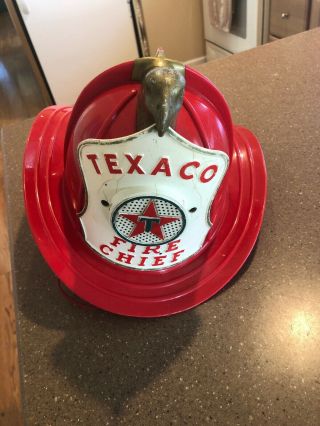 Vintage Texaco Fire Chief Fireman Toy Helmet Hat Eagle With Speaker Microphone