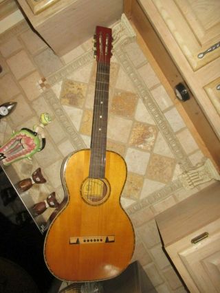 Vintage Lyra Brand Parlor Guitar With Case