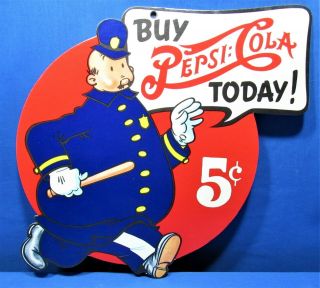 Pepsi - Cola Keystone Cops 5¢ Pepsi Cola Double Sided Hanging Sign