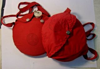 Vintage Boy Scout Canteen And Boy Scout Mess Kit With Red Covers