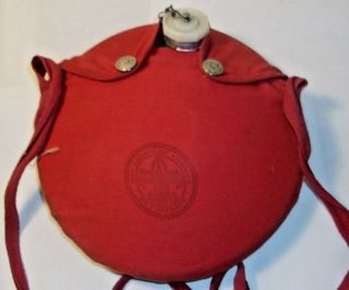 Vintage Boy Scout Canteen and Boy Scout Mess Kit with red covers 2