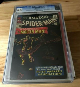 Spider - Man 28 (sep 1965) Cgc 6.  5 (fn, ) 1st App.  Molten Man - Black Cvr.
