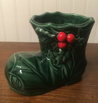 Lefton Christmas Winter Green/red Holly Leaf Santa Claus 