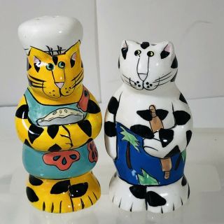 Catzilla Candace Reiter Cat Salt And Pepper Shakers Bakers Rolling Pin Pie Chef