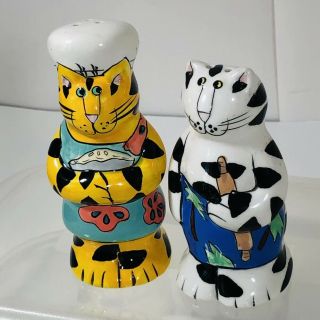 Catzilla Candace Reiter Cat Salt and Pepper Shakers Bakers Rolling Pin Pie Chef 2