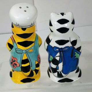 Catzilla Candace Reiter Cat Salt and Pepper Shakers Bakers Rolling Pin Pie Chef 3