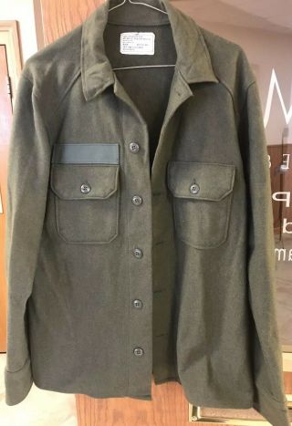 Vintage Korean War Era Wool Army Cold Weather Olive Green 108 Shirt / Jacket