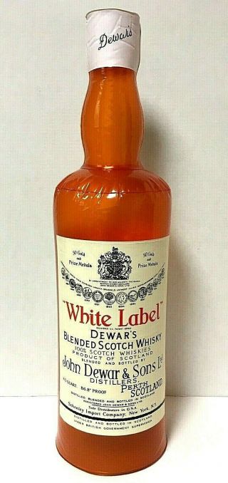 Large Vintage Inflatable Dewars White Label Scotch Whiskey Promo Bottle Display